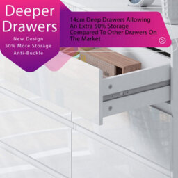 Fwstyle Stora White Gloss 8 Drawer Chest (H) 99Cm (W) 110Cm (D) 40Cm - Extra Deep 14Cm Drawers - thumbnail 5