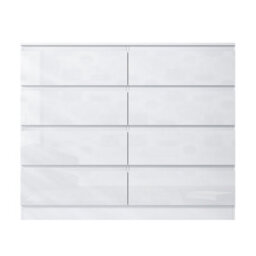 Fwstyle Stora White Gloss 8 Drawer Chest (H) 99Cm (W) 110Cm (D) 40Cm - Extra Deep 14Cm Drawers - thumbnail 7