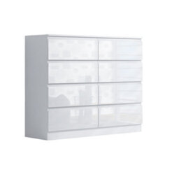 Fwstyle Stora White Gloss 8 Drawer Chest (H) 99Cm (W) 110Cm (D) 40Cm - Extra Deep 14Cm Drawers - thumbnail 8