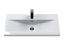 Nuie Havana Wall Hung 2-Drawer Unit & Mid-Edge Ceramic Basin, Modern Sink Vanity Unit In Midnight Blue With White Basin - thumbnail 6