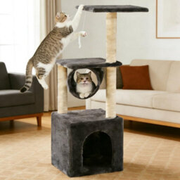 Cat Tree Tower For Indoor Cats 36 Inch Compact Multi Level Cat Furniture Condo Bed Tunnel Plush Platforms Sisal Posts - thumbnail 6