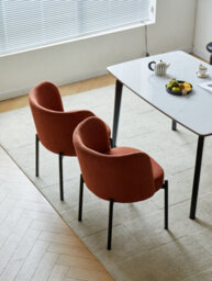 Nordlys Set Of 2 Metal And Ribbed Terracotta Velvet Dining Chairs Modern Design Style Dining Room - thumbnail 8