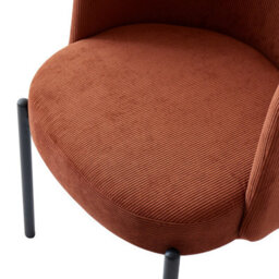 Nordlys Set Of 2 Metal And Ribbed Terracotta Velvet Dining Chairs Modern Design Style Dining Room - thumbnail 9
