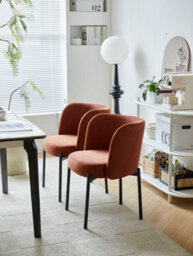 Nordlys Set Of 2 Metal And Ribbed Terracotta Velvet Dining Chairs Modern Design Style Dining Room - thumbnail 4