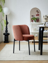 Nordlys Set Of 2 Metal And Ribbed Terracotta Velvet Dining Chairs Modern Design Style Dining Room - thumbnail 5