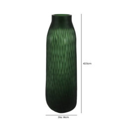 Vanity Living 42.5Cm Green Handmade Decorative Glass Bud Vase, Tall Narrow Flower Vase For Living Room - thumbnail 5