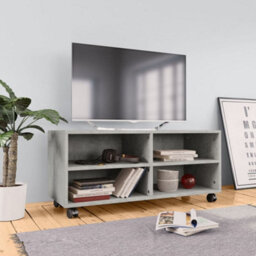 Walplus Tv Cabinet With Castors Concrete Grey 90X35X35 Cm Engineered Wood - thumbnail 1