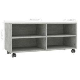 Walplus Tv Cabinet With Castors Concrete Grey 90X35X35 Cm Engineered Wood - thumbnail 6