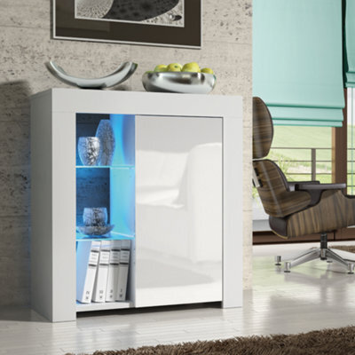 Sideboard Tv Unit Modern Cabinet Cupboard Tv Stand Living Room High Gloss Doors - White - image 1
