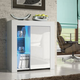 Sideboard Tv Unit Modern Cabinet Cupboard Tv Stand Living Room High Gloss Doors - White