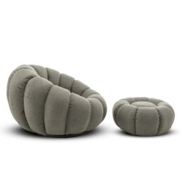 Teddy Boucle Fabric Sage Green Swivel Accent Chair With Footstool - thumbnail 5