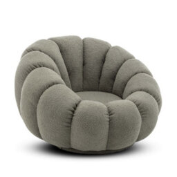 Teddy Boucle Fabric Sage Green Swivel Accent Chair With Footstool - thumbnail 2