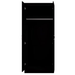 Fwstyle 2 Door Double Wardrobe Black Finish Easy Grip Metal Handles - thumbnail 6