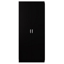 Fwstyle 2 Door Double Wardrobe Black Finish Easy Grip Metal Handles - thumbnail 5