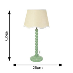 Valuelights Bobbins Sage Green Table Lamp With Linen Scallop White Trim Shade - thumbnail 6