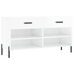 Berkfield Industrial Shoe Bench High Gloss White 102X35X55 Cm Engineered Wood