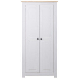 Berkfield Wardrobe White 80X50X171.5 Cm Solid Pine Panama Range - thumbnail 2