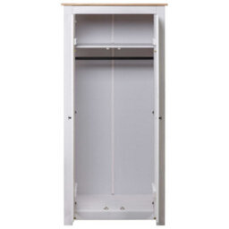 Berkfield Wardrobe White 80X50X171.5 Cm Solid Pine Panama Range - thumbnail 3