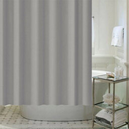 Grey 180 X 200Cm Extra Long Fabric Shower Curtain Waterproof With Hooks Weighted Hem - thumbnail 3
