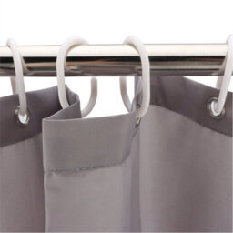 Grey 180 X 200Cm Extra Long Fabric Shower Curtain Waterproof With Hooks Weighted Hem - thumbnail 5