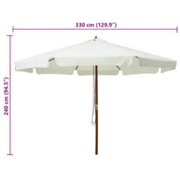Walplus Garden Parasol With Wooden Pole 330 Cm Sand White - thumbnail 5