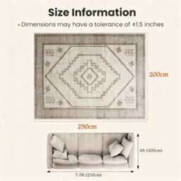 Bedlooms Radiant Cashmere Rug 200X290Cm, Geometric Rug, Anti Slip, Stain Resistant, Living Area & Bed Room Rug - thumbnail 7