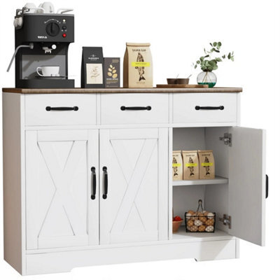 Sideboard Kitchen Cabinet With 3 Drawers And 3 Doors Wooden Storage Cupboard - image 1