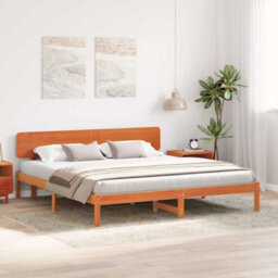Berkfield Bed Frame With Headboard Wax Brown 180X200 Cm Solid Pine Wood - thumbnail 5