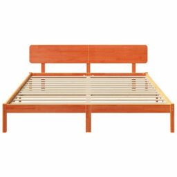 Berkfield Bed Frame With Headboard Wax Brown 180X200 Cm Solid Pine Wood - thumbnail 6