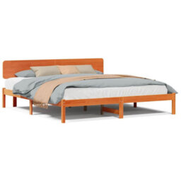 Berkfield Bed Frame With Headboard Wax Brown 180X200 Cm Solid Pine Wood - thumbnail 4