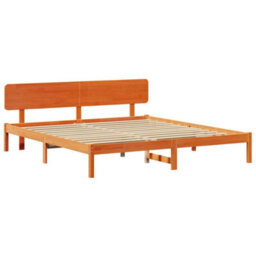 Berkfield Bed Frame With Headboard Wax Brown 180X200 Cm Solid Pine Wood - thumbnail 2
