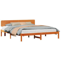 Berkfield Bed Frame With Headboard Wax Brown 180X200 Cm Solid Pine Wood - thumbnail 3