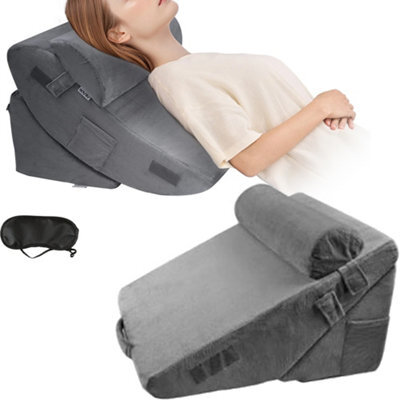 Grey Orthopedic Bed Wedge Pillow 3 Pcs Adjustable For Back Leg Neck Sleep - image 1