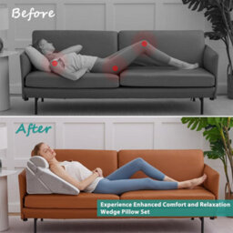 Grey Orthopedic Bed Wedge Pillow 3 Pcs Adjustable For Back Leg Neck Sleep - thumbnail 4