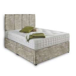 Dining Tables Zanzibar Headboard Divan Set , 2 Drawer On Same Side With Sprung 1500 Comfort Mattress - Crushed Champagne - Double - thumbnail 4