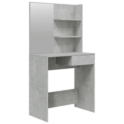 Berkfield Modern Dressing Table With Mirror Concrete Grey 74.5X40X141 Cm