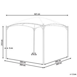 Beliani Gazebo Vomero Metal 305 Cm 305 Cm Beige - thumbnail 3