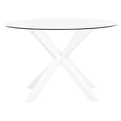 Beliani Garden Dining Table Maletto 120 Cm 120 Cm Glass White - image 1