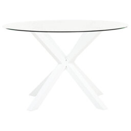 Beliani Garden Dining Table Maletto 120 Cm 120 Cm Glass White