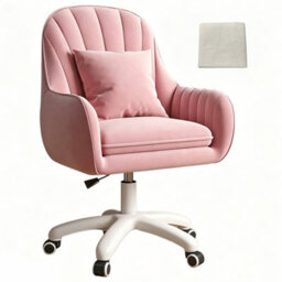 Swivel Office Chair, Vanity Desk Chair With Throw Pillow, Adjustable Height - thumbnail 1