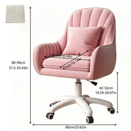 Swivel Office Chair, Vanity Desk Chair With Throw Pillow, Adjustable Height - thumbnail 2