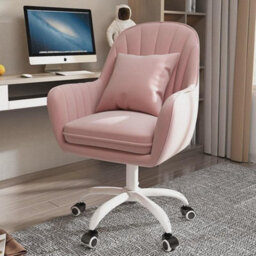 Swivel Office Chair, Vanity Desk Chair With Throw Pillow, Adjustable Height - thumbnail 6