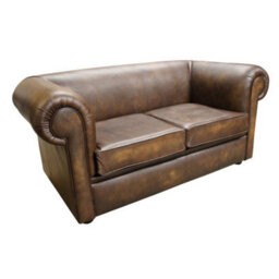 Chesterfield Handmade 1930's 2 Seater Sofa Settee Antique Gold Real Leather In Classic Style - thumbnail 2