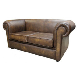 Chesterfield Handmade 1930's 2 Seater Sofa Settee Antique Gold Real Leather In Classic Style - thumbnail 6