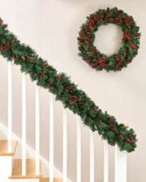Werchristmas Extra-Thick Mixed Pine Artificial Christmas Garland 9 Ft With Pinecones And Berries - thumbnail 3