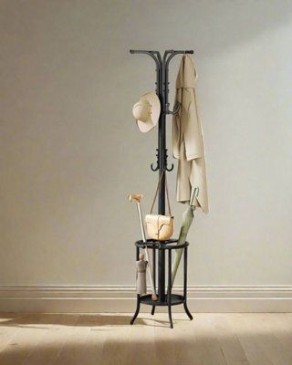 Modcraft Elegant Freestanding Coat Stand With Umbrella Storage - Black - image 1