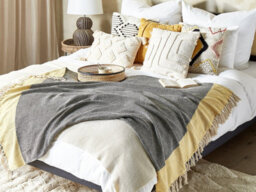Beliani Blanket Lapu Cotton 125 X 150 Cm Mustard - thumbnail 2
