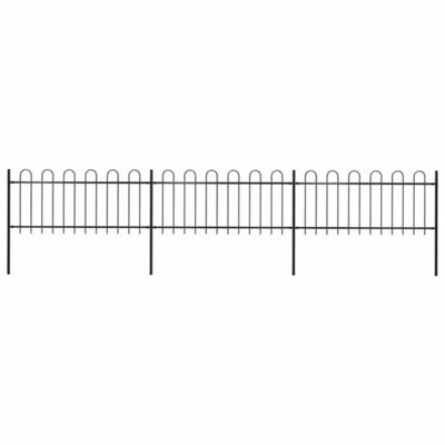 Walplus Garden Fence With Hoop Top Steel 537X80 Cm Black - image 1