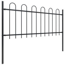 Walplus Garden Fence With Hoop Top Steel 537X80 Cm Black - thumbnail 2