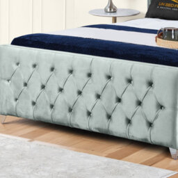 UKBEDFURNITURE Windsor Wingback Grey Plush Valvet Upholstered Gas Lift Ottoman Storage Bed -  With 48 Inch Headboard - thumbnail 3